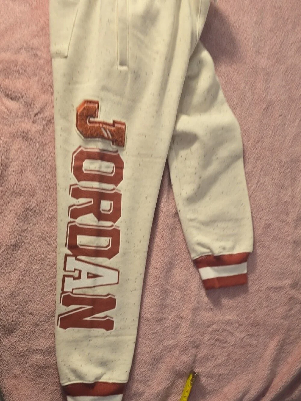 Jordan Kids Cream Speckled Joggers with Red Stripe Unisex